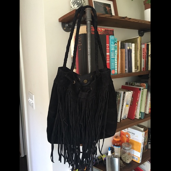 Suede Fringe Hobo Shoulder Bag