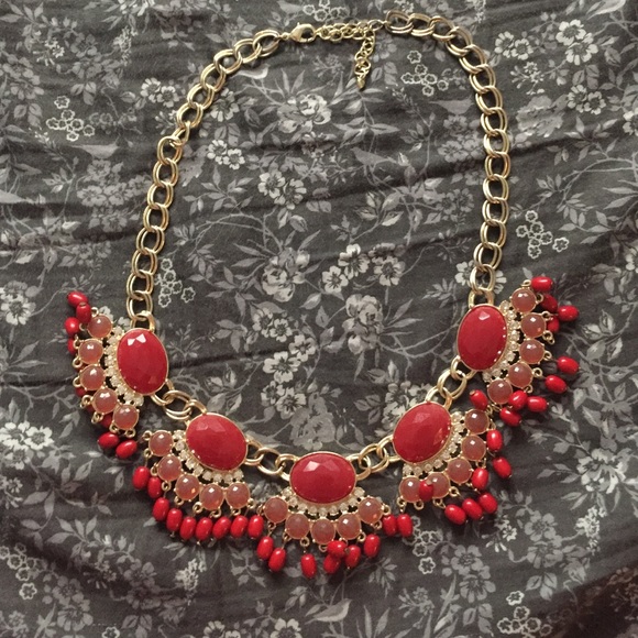 Red & Gold Statement Necklace