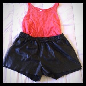H&M Black Leather Shorts