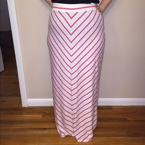 Striped grey and coral maxi skirt size Large