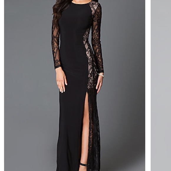 BLACK LACE PROM DRESS