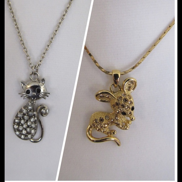 Adorable cat and mouse necklace bundle! - Picture 1 of 4