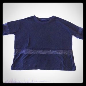 BARELY-WORN BRANDY MELVILLE Black Mesh Insert Tee