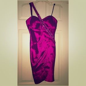 Burgundy One Shoulder Dress