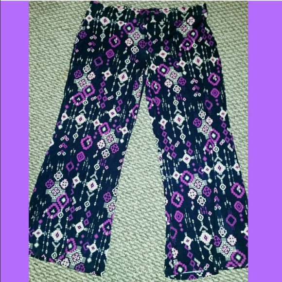 Plus size purple/navy palazzo pants