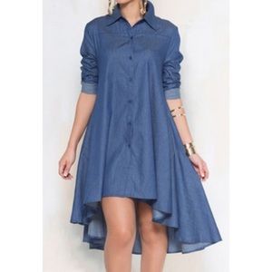 Asymmetrical High Low Blue Jean/ Denim Dress