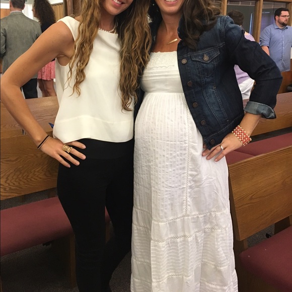 Pea in the pod white maternity maxi dress