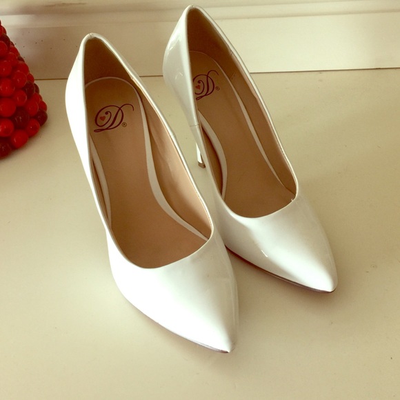 white patent stilettos