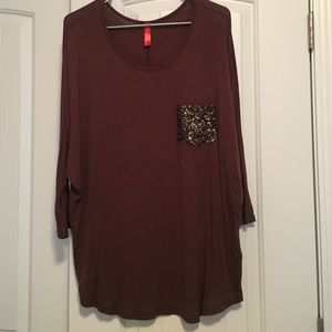 Long Sleeve Sequin Pocket Top