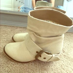 Canvas ankle boots with buckle detail