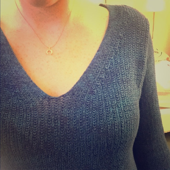 Blue Knit Long Sweater