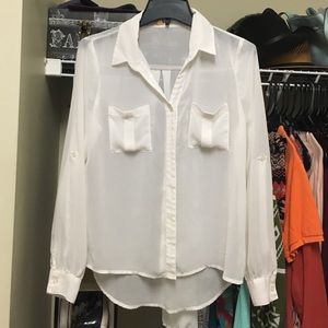 Sheer white button down
