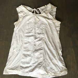 J. Crew top with lace detail and tie-back.