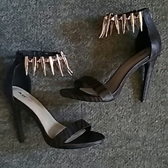 Brown Black Zebra Open Toe Heels