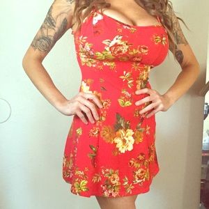 Clearance Red floral print dress