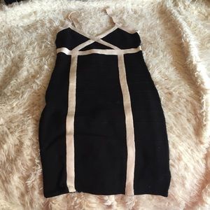 Black and cream bodycon dress