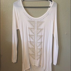 White long sleeve gold stud design