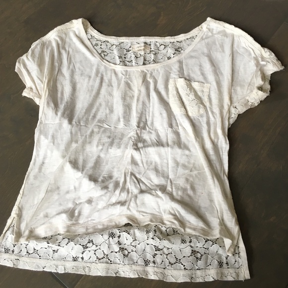 Aerie cream top with sheer lace back