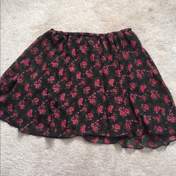Floral Print Polka Dot Mini Skirt