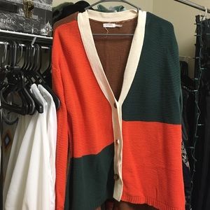 Oversize orange green and brown