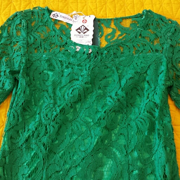 LACE GREEN DRESS - Picture 2 of 4