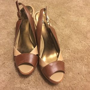 Brown and tan Bakers heels