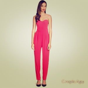 H&M Red Strapless Jumpsuit