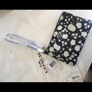Coach floral print leather wristlet NWT