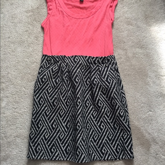 Pink Black White Patterned Dress