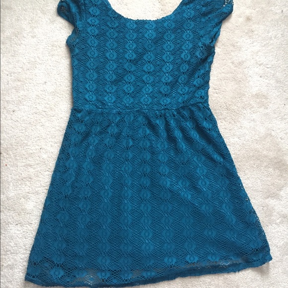 Blue Dress with Crotchet Pattern