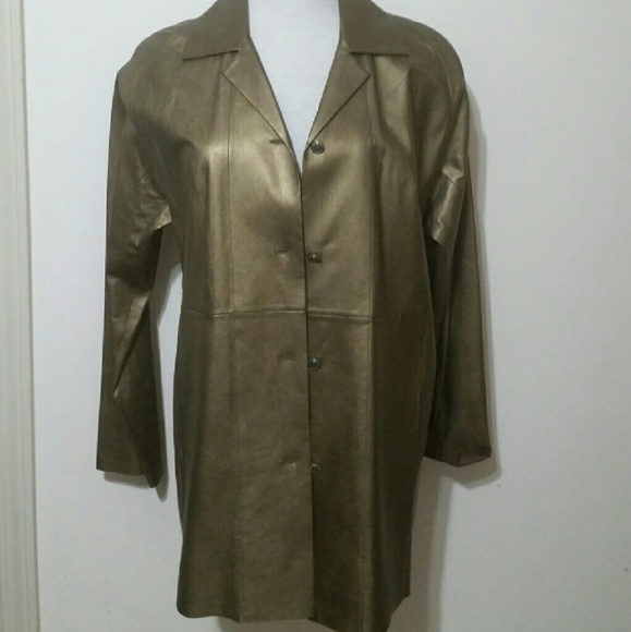 Per Se Per Bronze Short Leather Jacket Size 6