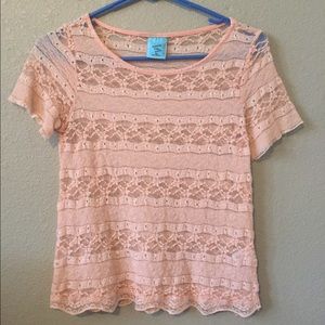 Stretchy lace peach blouse