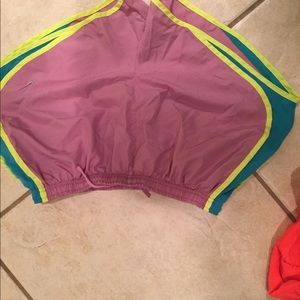 Nike Dri Fit shorts in purple and teal