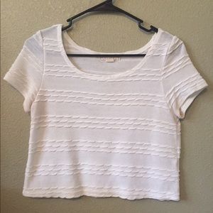 White crop top with woven detail