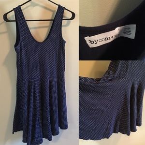 Urban Outfitters navy skater dress with white dots