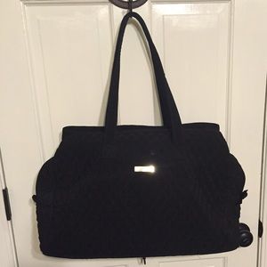 Vera Bradley black micro fiber overnight bag