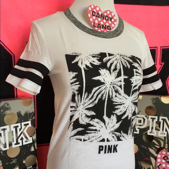 🆕VS PINK white tropical athletic tee - Picture 2 of 3