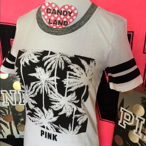 🆕VS PINK white tropical athletic tee - Picture 3 of 3