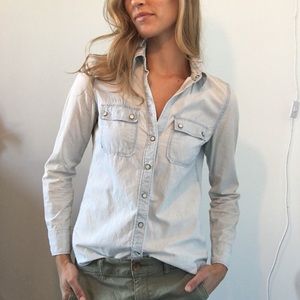 Banana Republic light blue denim button-up shirt