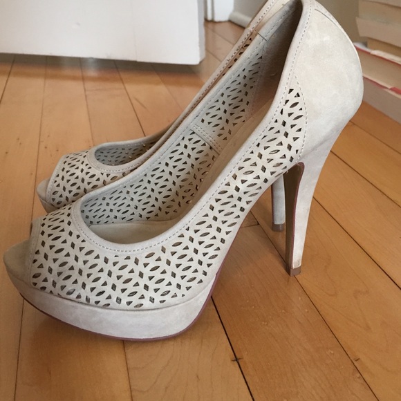 Nude suede heels