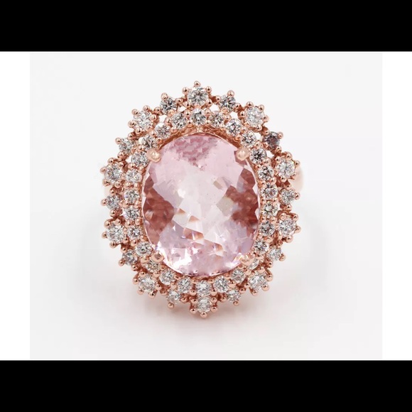 Jewelry - 7.18 Ct. Oval Cut Pink Morganite Diamond Ring