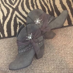 Glitzy cowgirl ankle booties