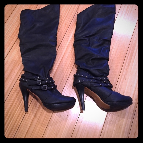 Black knee high boots