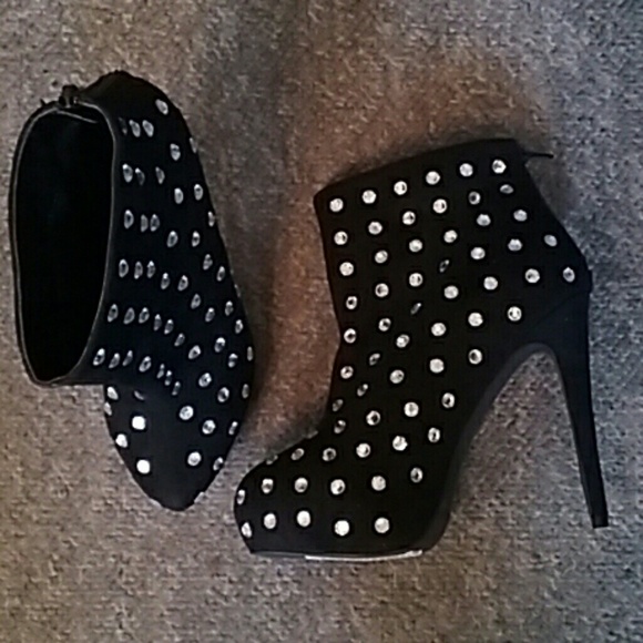 NEW Black Rhinestine Ankle Booties