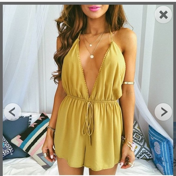 Showpo Chase the Sun Playsuit in Mustard