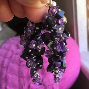 Sterling silver amethyst and onyx earrings