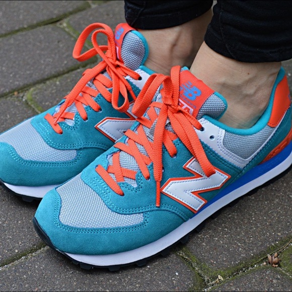 NEW BALANCE Blue And Orange Suede Sneakers