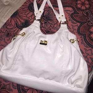 White and Gold coach bag