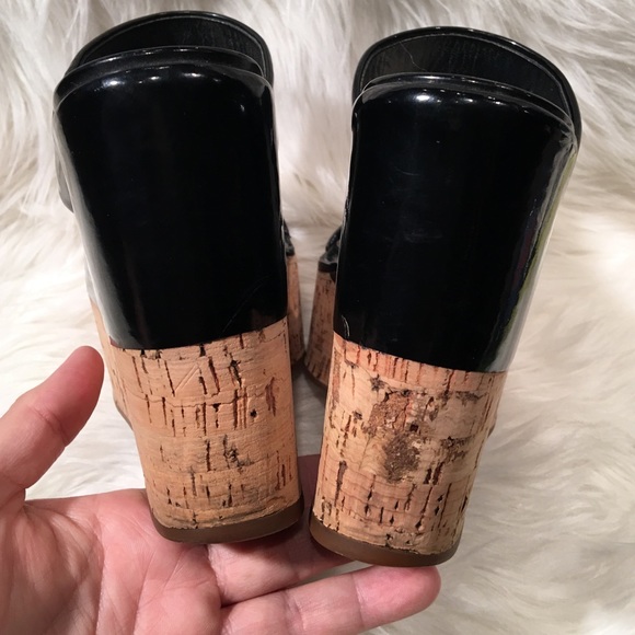 Prada Black Patent Leather n Cork Platform sandal. - Picture 3 of 7