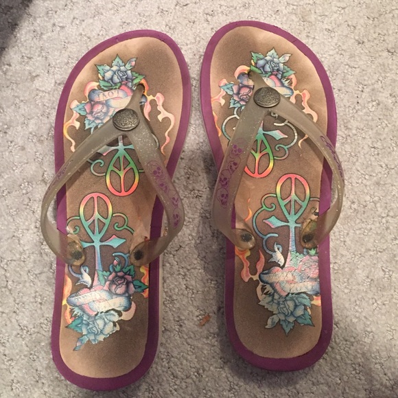 ed hardy flip flops